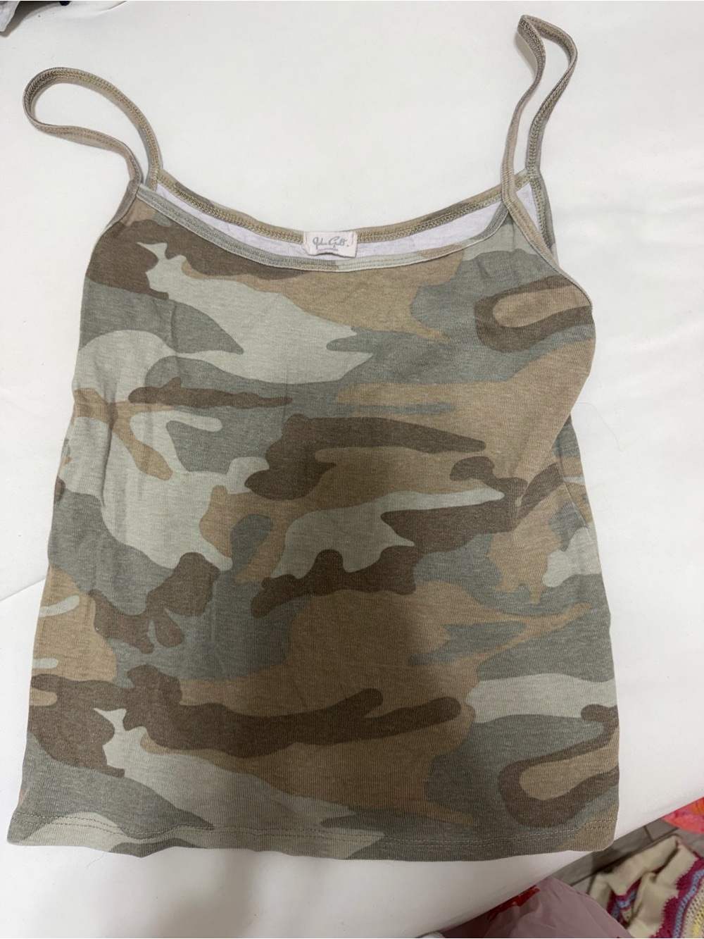 Brandy Melville Camo Spaghetti Strap Tank Top - Green/Brown